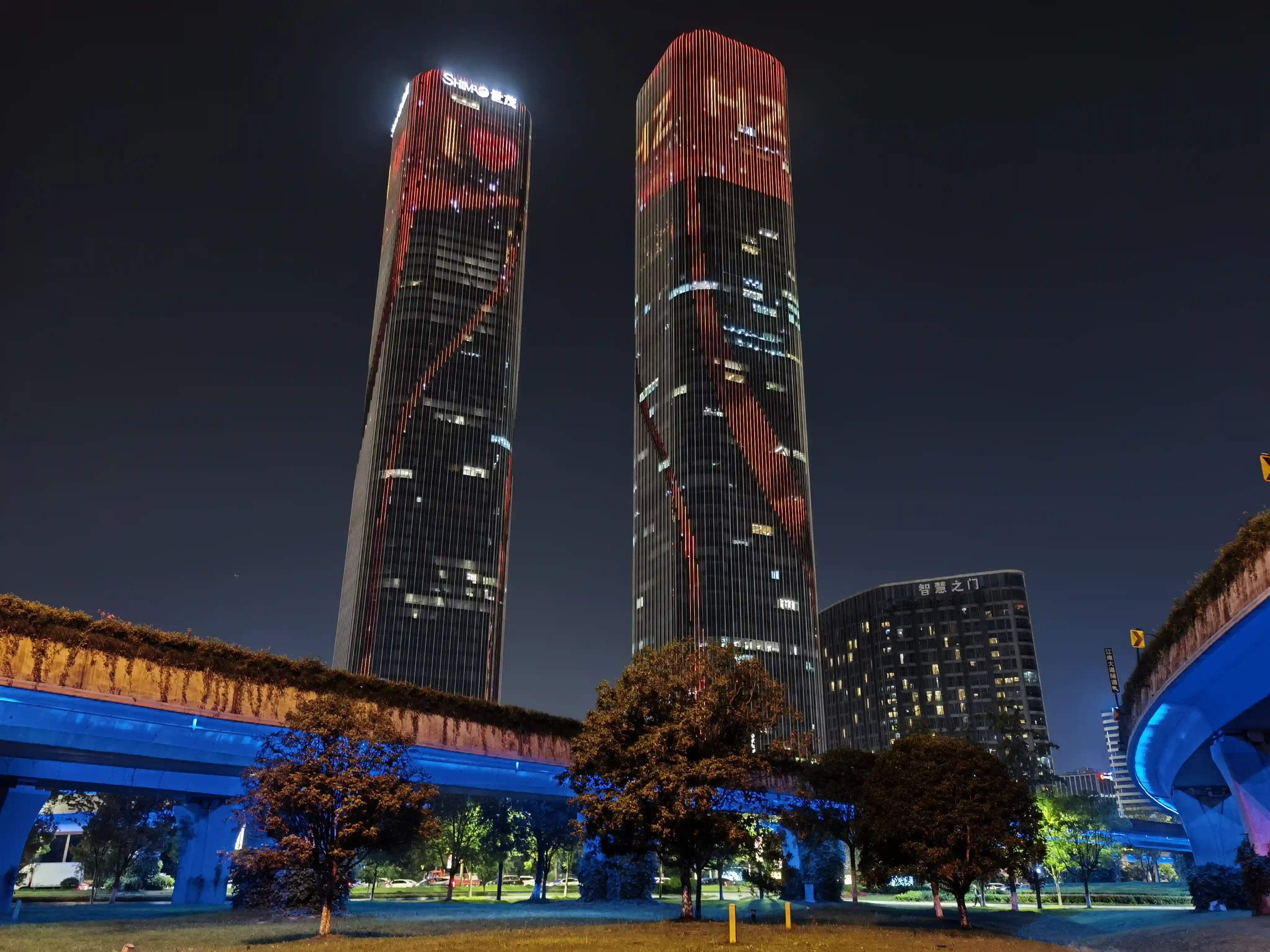 夜间的杭州智慧之门 夜间的杭州智慧之门